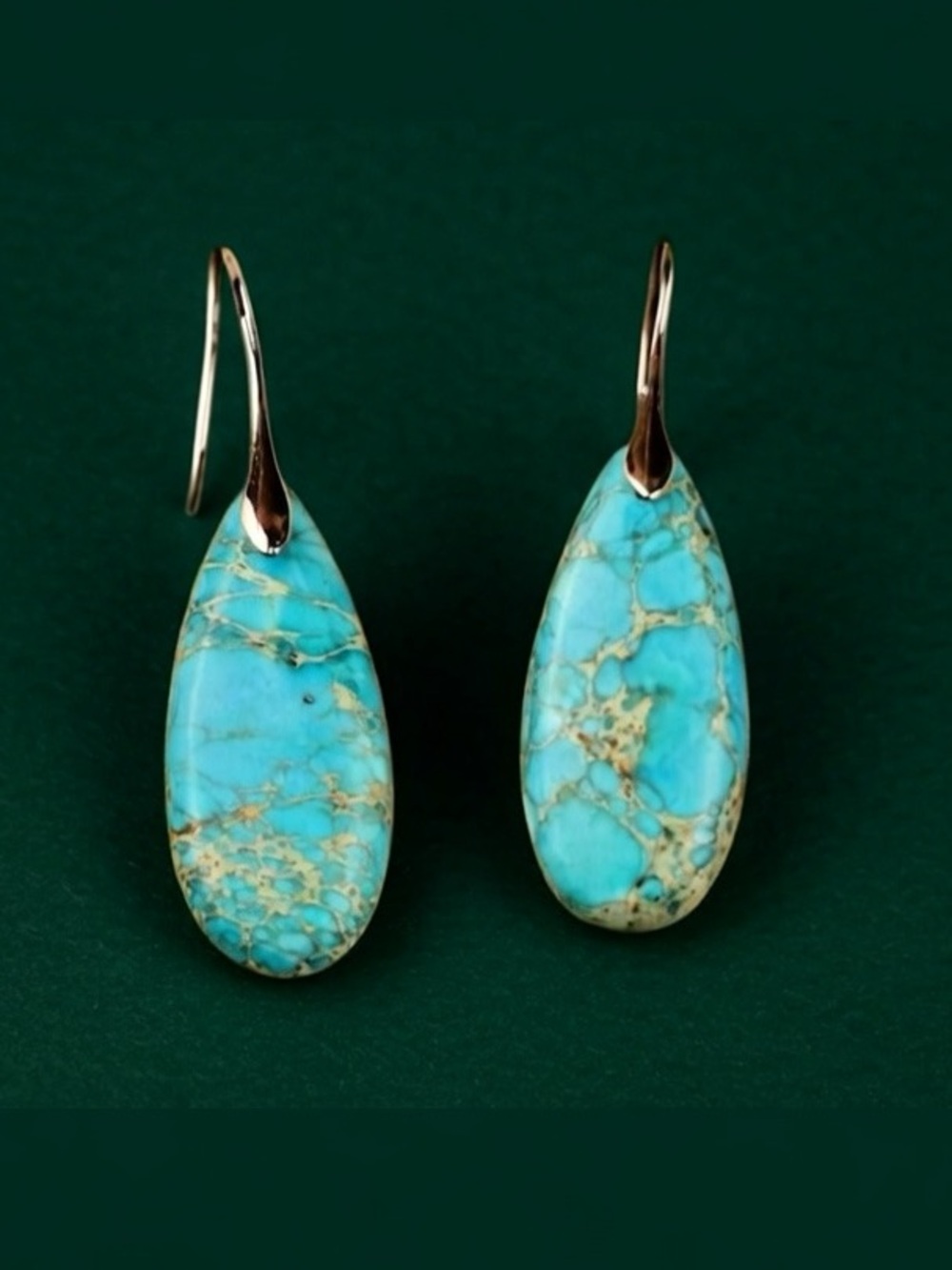 Handmade Imperial Jasper Turquoise Gemstone Healing Dangle Earrings